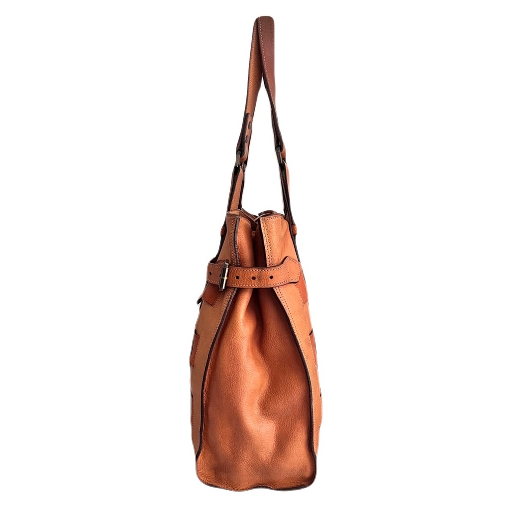 Vintage Mulberry Tonal Cognac Brown Leather Woven ‘Elgin’ Western Tote Bag - Picture 2 of 10